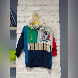 Vintage Mickey‎ Mouse Colorblock Hoodie 1/4 Zip Windbreaker